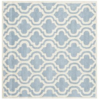Safavieh Handmade Moroccan Chatham Geometric pattern Blue/ Ivory Wool Rug (5 Square)