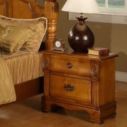 Vista 2 drawer Nightstand (Kiln dried solid pine, pine veneers on MDFFinish: Warm pineTwo (2) drawers Intricate details, sound craftsmanship, flawless surfaces Features antique brass finish drawer pulls and hardwareDrawers have Kenlin metal center drawer 