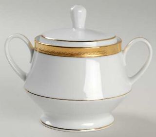 Noritake QueenS Gold Sugar Bowl & Lid, Fine China Dinnerware   Contemporary, Go