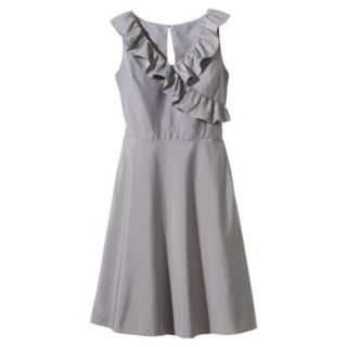 TEVOLIO Womens Plus Size Taffeta V Neck Ruffle Dress   Cement Gray   16W