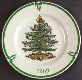 Spode Christmas Tree Green Trim 1989 Collector Plate, Fine China Dinnerware   Ne