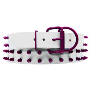 Platinum Pets White Genuine Leather Dog Collar with Spikes   Raspberry (20 24)