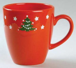 Waechtersbach Christmas Tree Latte Mug, Fine China Dinnerware   Red W/Xmas Tree,