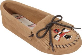 Womens Minnetonka Thunderbird Soft Sole Suede   Tan Suede Ornamented Shoes