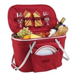 Picnic At Ascot Collapsible Insulated Picnic Basket For Two Red