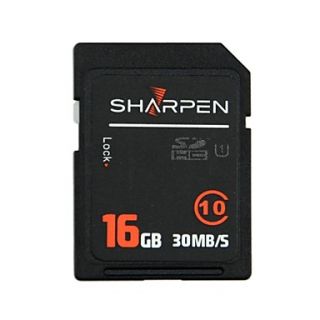 SHARPEN High Speed Flash Memory SD SDHC Card Class 10 30Mb/S 16GB  Black