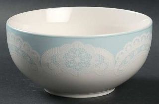 222 Fifth (PTS) Queen AnneS Lace Blue Soup/Cereal Bowl, Fine China Dinnerware  
