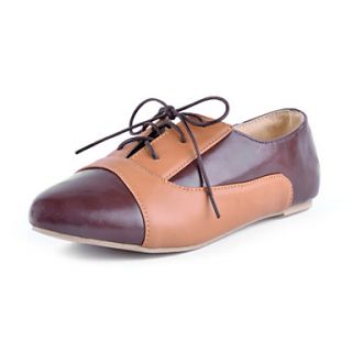 Leatherette Womens Flat Heel Comfort Oxfords Shoes with Lace up(More Colors)
