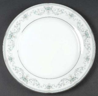 Noritake Colburn Dinner Plate, Fine China Dinnerware   Blue Border&Roses, Platin
