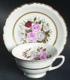 Royal Jackson Roj22 Footed Cup & Saucer Set, Fine China Dinnerware   Red, Pink,