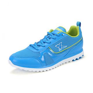 Xtep Mens Blue Microfiber Synthetic Leather Synthetic Leather Mesh Sports Shoes