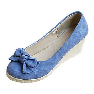 Faux Leather Womens Wedge Heel Wedges Pumps/Heels With Bowknot Shoes(More Colors)