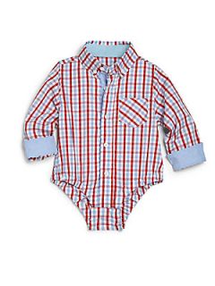 Andy & Evan Infants Gingham Shirtzie Bodysuit   Red Blue