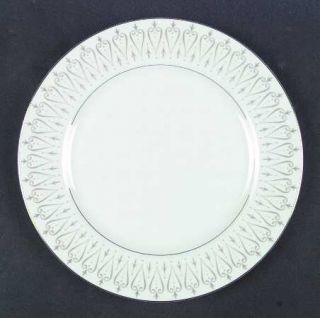 Mikasa Bentley Dinner Plate, Fine China Dinnerware   Gray Dots & Scrolls, Platin