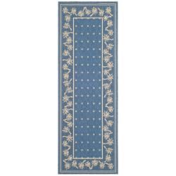 Blue/ Ivory Indoor Outdoor Rug (27x 82)