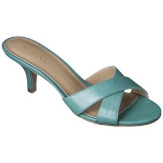 Womens Merona Oessa Kitten Heel Slide Sandal   Turquoise 5.5