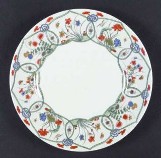 Ceralene Jardin Chinois (White Bckg) Dinner Plate, Fine China Dinnerware   Green