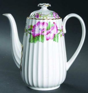 Spode Wild Mallow Coffee Pot & Lid, Fine China Dinnerware   Pink & Purple Flower
