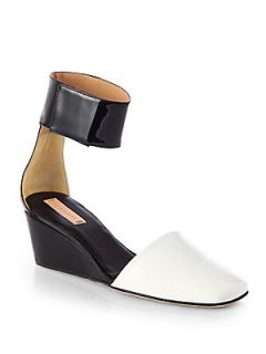 Reed Krakoff Bicolor Patent Leather Wedge Pumps   White Black
