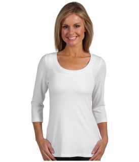 Miraclebody Jeans Scoop Neck Top w/ Body Shaping Inner Shell Womens Clothing (White)