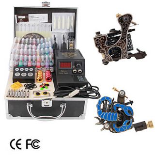 2 Guns Tattoo Kit With LCD Power Supply and 40 Color Ink