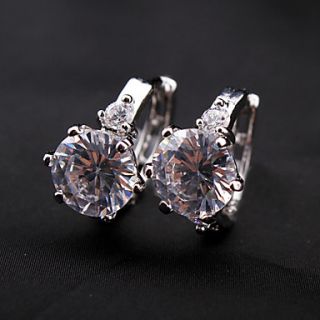 Silver Plated Alloy Diamond Shaped Crystal Earrings