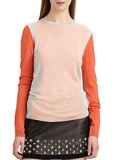 Cashmere/Silk Colorblock Sweater   Candle Light