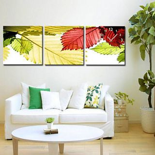 12 24 Modern Style leaf Wall Clock in Canvas 3pcs