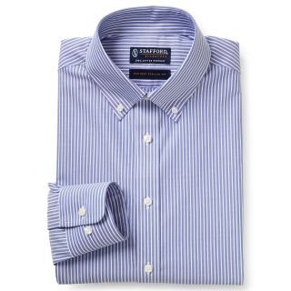 Stafford Signature Non Iron 100% Cotton Dress Shirt, Blue, Mens
