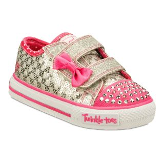 Skechers Twinkle Toes Shuffles Sweet Steps Toddler Girls Sneakers, Silver/Pink,