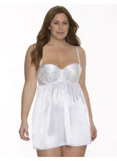 Lane Bryant Plus Size Bridal charmeuse & lace babydoll     Womens Size 26/28,