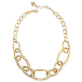 Liz Claiborne Gold Tone Clear Crystal Link Necklace