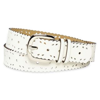 RELIC Scalloped Perforated Belt, White, Womens