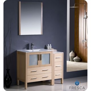 Fresca Torino 42 inch Light Oak Modern Bathroom Vanity With Side Cabinet And Undermount Sink