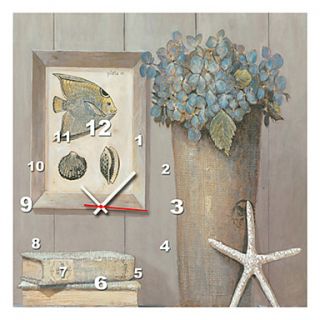 Modern Style Fish Floral Wall Clock in Canvas