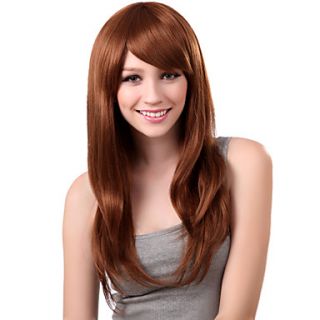 Capless Long Synthetic Golden Blonde Straight Hair Wig Side Bang