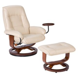Recliner Set: Bonded Leather Recliner & Ottoman   Taupe