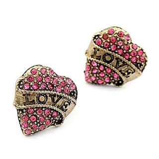 Korean version of sweet temperament diamond earrings fashion love peach heart love earrings E102
