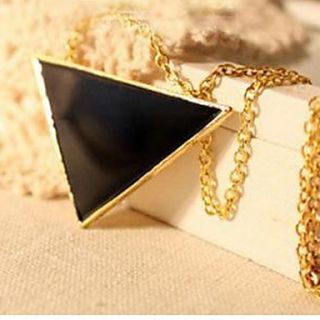 Unique Black Triangle Pendant Womens Necklace