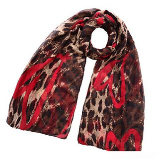 Fashion Heart And Leopard Print Voile Scarf