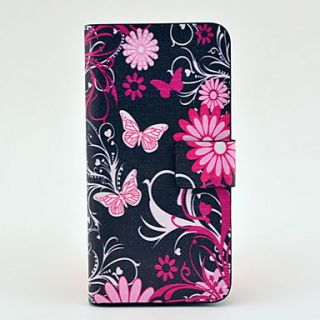 Flower Butterfly Pattern Full Body Leather Tpu Case for iPhone 5C