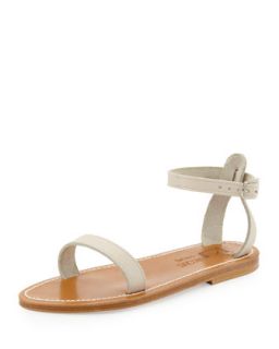 Womens Laura Leather Sandal, Off White   K. Jacques