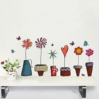 Cute Cartoon Pot Plants Window Stickers