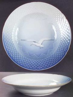 Bing & Grondahl Seagull Large Rim Soup Bowl, Fine China Dinnerware   Blue Backgr
