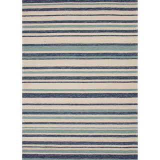 Hand hooked Indoor/ Outdoor Stripe Pattern Blue Durable Rug (5 X 76)