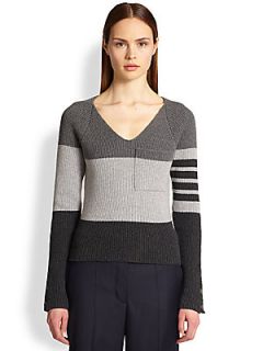 Thom Browne Mixed Stripe Cashmere Sweater   Tonal Grey