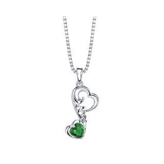 Love Grows Sterling Silver Simulated Emerald Mom Pendant, White, Womens