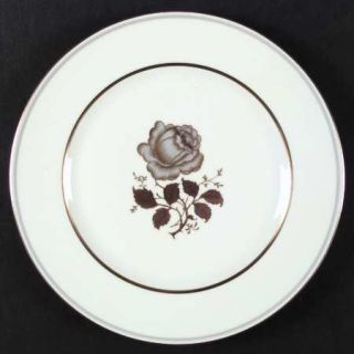 Baronet Christine Dinner Plate, Fine China Dinnerware   Rose Center, Gray Border