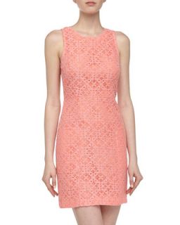 Sleeveless Racerback Lace Cocktail Dress, Coral