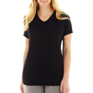 Made For Life Short Sleeve Seamed Mesh Tee   Plus, Black, Womens